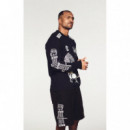 CHAMPION ROCHESTER Camisetas Hombre Camiseta Aries X Champion Sponsor de Manga Larga con Gráfico Unisex Negra