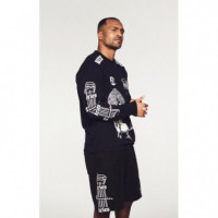 CHAMPION ROCHESTER Camisetas Hombre Camiseta Aries X Champion Sponsor de Manga Larga con Gráfico Unisex Negra