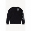 CHAMPION ROCHESTER Camisetas Hombre Camiseta Aries X Champion Sponsor de Manga Larga con Gráfico Unisex Negra