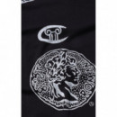 CHAMPION ROCHESTER Camisetas Hombre Camiseta Aries X Champion Sponsor de Manga Larga con Gráfico Unisex Negra