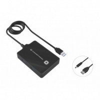 CONCEPTRONIC Hub USB 4 Puertos 3.0 Negro con Alimentador