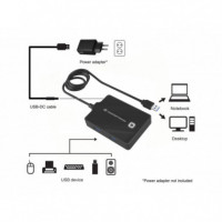CONCEPTRONIC Hub USB 4 Puertos 3.0 Negro con Alimentador
