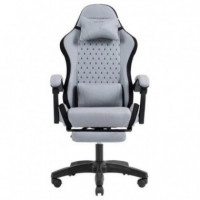 Silla Gaming MARS GAMING Mgc-x Ergonómica con Reposapiés, Polipiel Negra y Plata