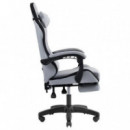 Silla Gaming Mars Gaming MGC-X Ergonómica con Reposapiés, Polipiel Negra y Plata