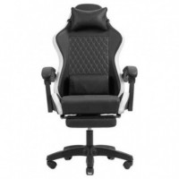 Silla Gaming MARS GAMING Mgc-x Ergonómica con Reposapiés Cuero Pu Blanco/negro