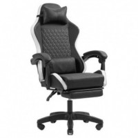 Silla Gaming MARS GAMING Mgc-x Ergonómica con Reposapiés Cuero Pu Blanco/negro