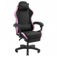 Silla Gaming MARS GAMING Mgc-x Ergonómica con Reposapiés de Tela Pu Rosa/negra