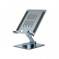 Soporte CONCEPTRONIC para Tablet Giratorio y Plegable, 360°, Altura Ajustable, Plata (THANA09G)