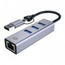 Adaptador CONCEPTRONIC USB-A + USB-C a 3xUSB-A / 1xRJ45 Ethernet LAN GbE Gris (ABBY25G)