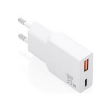 Cargador de Pared AISENS Slim GaN 30W PD/QC 3.0 USB-A/C Blanco (A110-1002)
