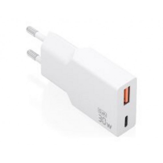 Cargador de Pared AISENS Slim GaN 30W PD/QC 3.0 USB-A/C Blanco (A110-1002)