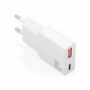 Cargador de Pared AISENS Slim GaN 20W USB-A/C PD/QC 3.0 Blanco (A110-0998)