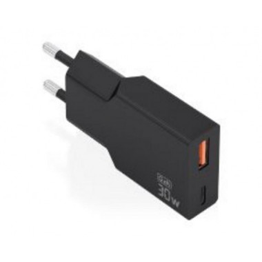 Cargador de Pared AISENS Slim GaN 30W PD/QC 3.0 USB-A/C Negro (A110-1005)