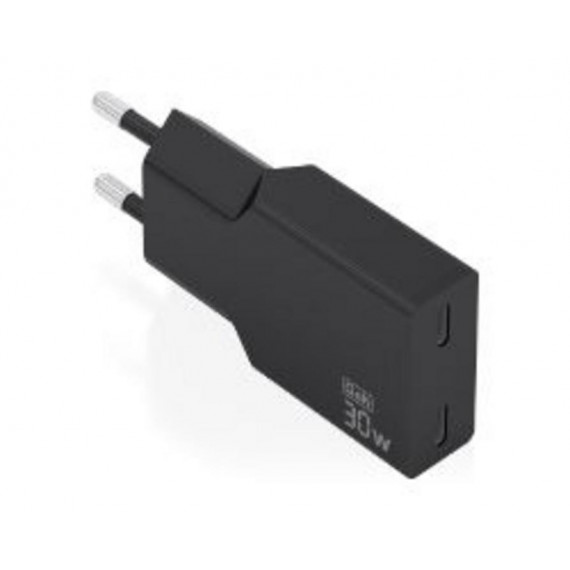 Cargador de Pared AISENS Slim GaN 30W PD/QC 3.0 2xUSB-C Negro (A110-1006)