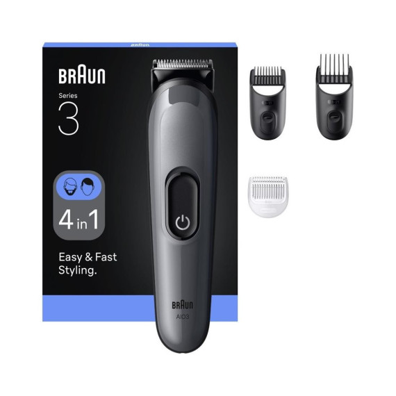 BRAUN AIO3500 Recortadora 4 en 1 Barba, Cabello y Cuerpo