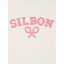 Camiseta Silbon raqueta media crema