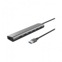 TRUST Hub 7XUSB 3.2 Gen 1 Halyx con Toma Tipo C para Alimentarlo (alimentador No Incluido)