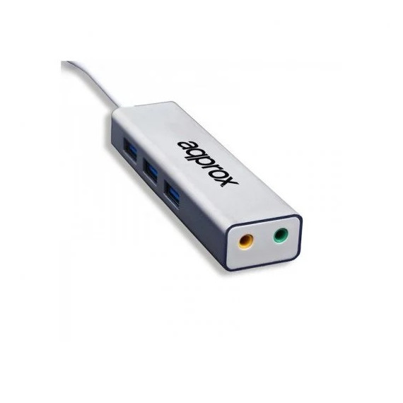 Tarjeta de Sonido USB APPROX 5.1 + Hub USB 3.0