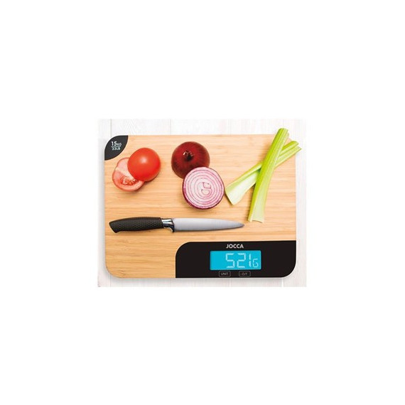 JOCCA Home & Life Tabla de Cortar Con Bascula Digital Cocina Hasta 15Kg 35x26cm Madera