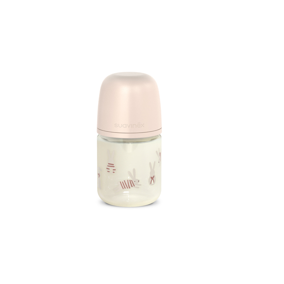 Biberon SUAVINEX B.a. Vidrio Sil 3P 120ML Rosa