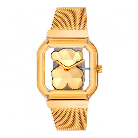 Reloj Analógico Con Brazalete De Acero Dorado D-Bear Party