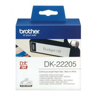 Etiquetas Brother DK22205 Cinta de Papel Continuo Blanco 62mm x 30.48m