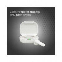 JBL Auricular Bluetooth WAVE FLEX 2 Blanco Manos Libres,Con Estuche de Carga 40H