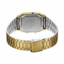 CASIO AQ-230GA-5AMQY Reloj Retro Doble Pantalla – Dorado con Esfera Marrón, Acero Inoxidable, Estilo Vintage, Wr