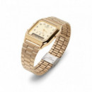 CASIO AQ-230G-9B Reloj Doble Hora Dorado Hombre Vintage Clásico Analógico-digital Wr