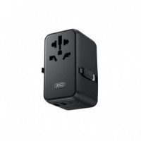 Cargador Universal con Cable Retráctil 65W Negro XO