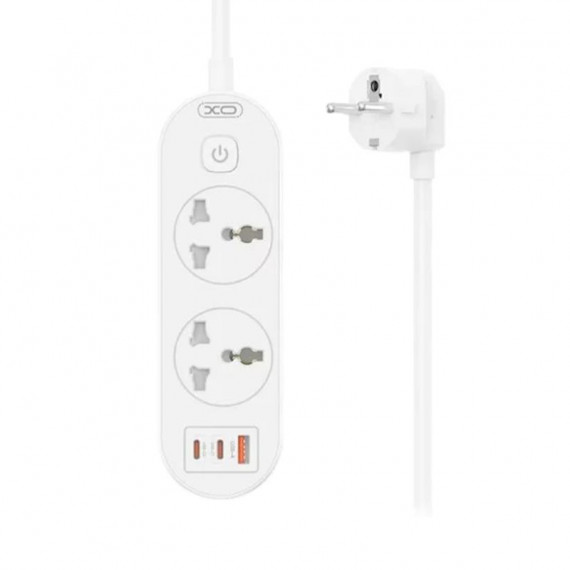 CABLE DE EXTENSION 2 ENCHUFES CA + 1 USB-A + 2 USB-C BLANCO XO