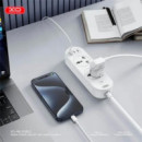 CABLE DE EXTENSION 2 ENCHUFES CA + 1 USB-A + 2 USB-C BLANCO XO