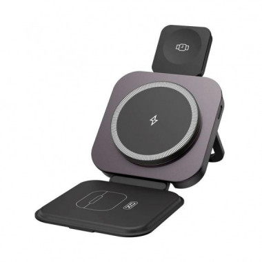 CARGADOR INAL&Aacute;MBRICO MAGN&Eacute;TICO PLEGABLE 3 EN 1 NEGRO XO