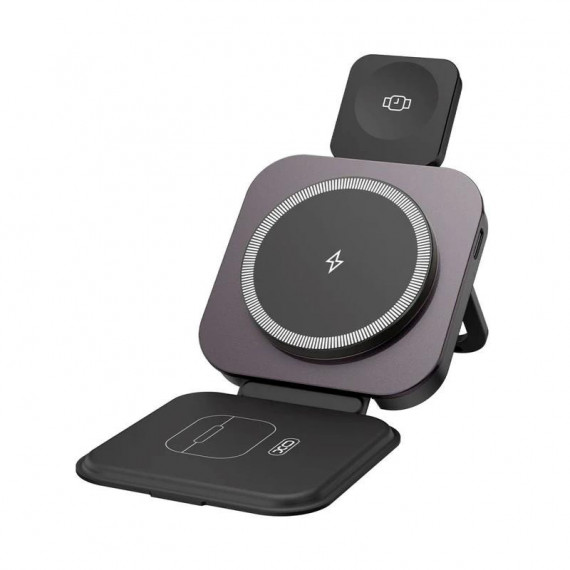 CARGADOR INALÁMBRICO MAGNÉTICO PLEGABLE 3 EN 1 NEGRO XO