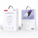 CARGADOR RAPIDO CON CABLE 1 USB-A + 1 USB-C 18W BLANCO XO