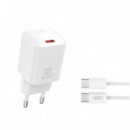 CARGADOR USB-C CON CABLE TYPE-C BLANCO XO