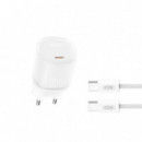 CARGADOR DE CARGA RÁPIDA USB-C 30W CON CABLE TYPE-C BLANCO XO