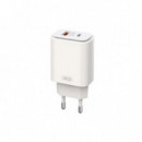 CARGADOR DE CARGA RÁPIDA CON LUZ Y CON CABLE TIPO C BLANCO XO