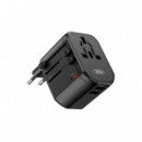 CARGADOR UNIVERSAL DE VIAJE 2 USB + 1 USB-C NEGRO XO