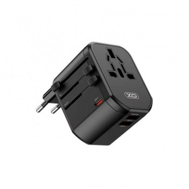 CARGADOR UNIVERSAL DE VIAJE 2 USB + 1 USB-C NEGRO XO
