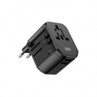 Cargador Universal de Viaje 2 USB + 1 Usb-c Negro XO
