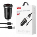 CARGADOR PARA COCHE DE DOBLE PUERTO CON CABLE MICRO NEGRO XO