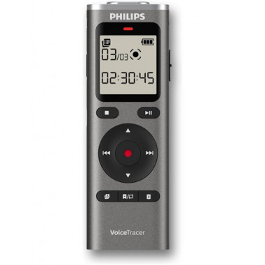 PHILIPS Grabadora de Voz Digital DVT1170 360&ordm; Microfono 8GB Memoria ,activacion por Voz, Micro Sd