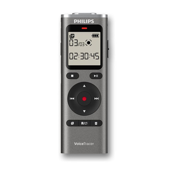 PHILIPS Grabadora de Voz Digital DVT1170 360º Microfono 8GB Memoria ,activacion por Voz, Micro Sd