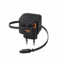 Cargador Rápido 20W con Cable Retráctil Negro XO
