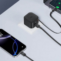 Cargador Rápido 20W con Cable Retráctil Negro XO