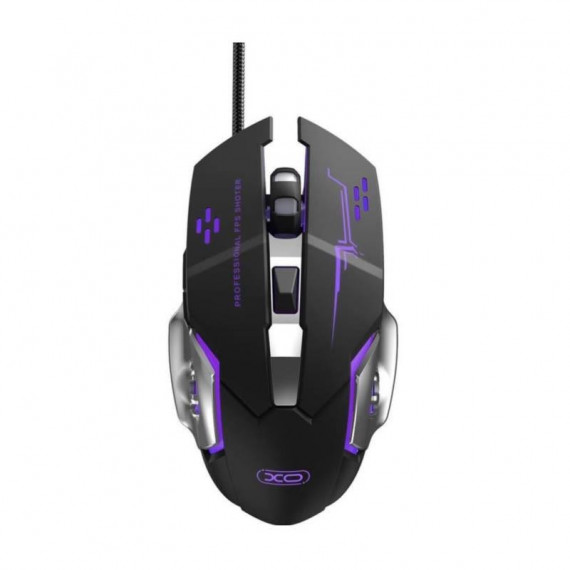 RATÓN GAMING CON 6 BOTONES Y LUZ LED NEGRO/PLATA XO