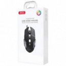 RATÓN GAMING CON 6 BOTONES Y LUZ LED NEGRO/PLATA XO