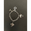 Pulsera de aros plateada 3 abalorios