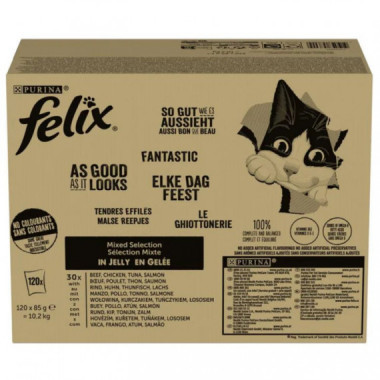 FELIX Gato Adulto Fantastic Carne Pouch 120X85 Gr